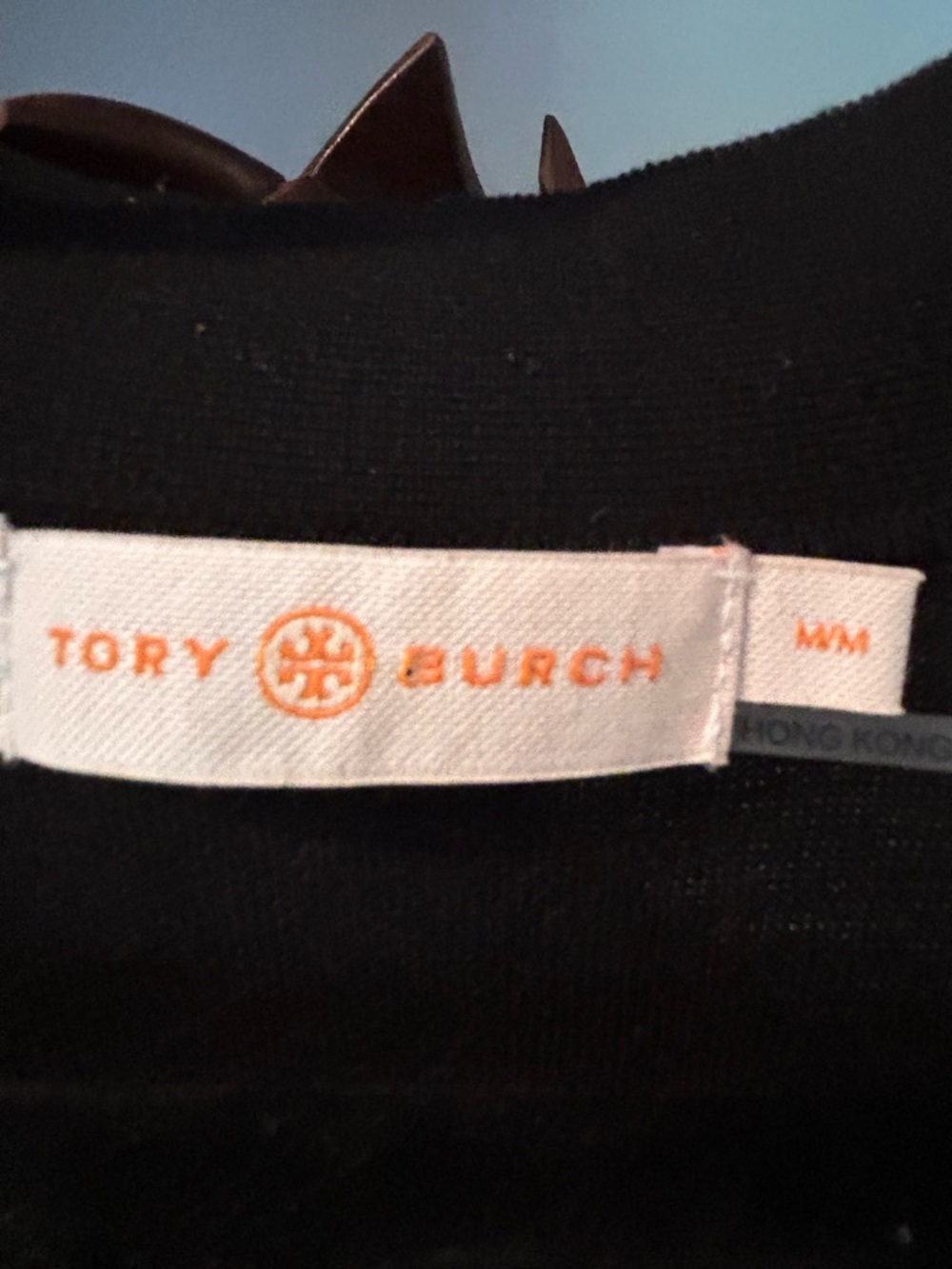 Tory Burch Simone Black V-Neck Cardigan Gold Logo Button Sweater Size M - Picture 4 of 6
